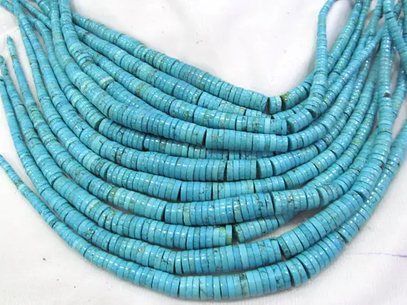 Ожерелье из бирюзового камня Heishi вертушка Rondelle 17 дюймов коричневого синего