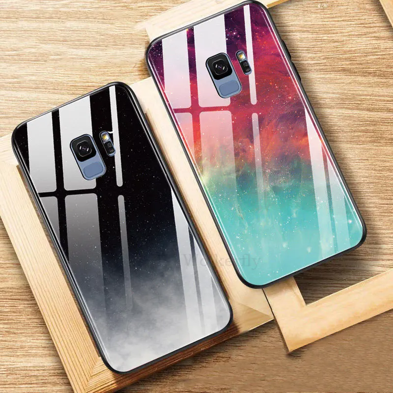 Звездное небо закаленное Стекло чехол для samsung Galaxy S9 S8 S10 плюс A50 A70 A40 A60 A30 A20 A10 M10 M20 J4 J6 A6 A7 пространство чехол