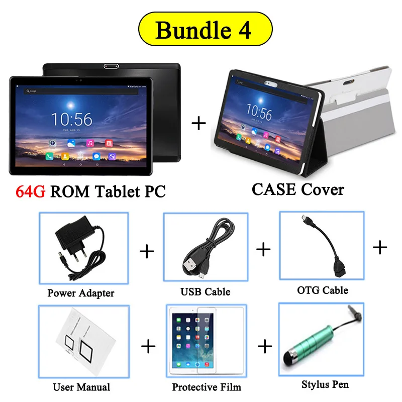 4G LTE Add Case Новинка, ОС Android 8,0, 10 дюймов, планшетный ПК с DHL,, четыре ядра, 4 Гб ОЗУ, 64 Гб ПЗУ, 8 ядер, 1280*800, ips планшеты, 10,1 подарки - Комплект: 4G LTE Add Case