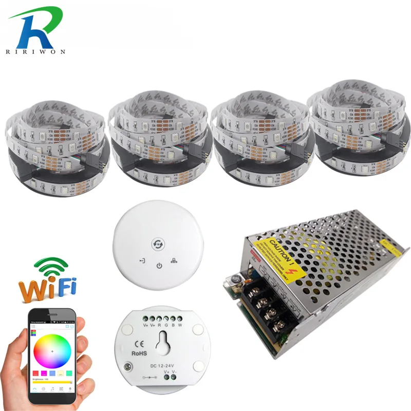 15 м 10 м 5 м WiFi RGB светодиодный светильник водонепроницаемый 5050 SMD 30Led/M лента IP65 Светодиодная лента+ WiFi контроллер с музыкальным режимом