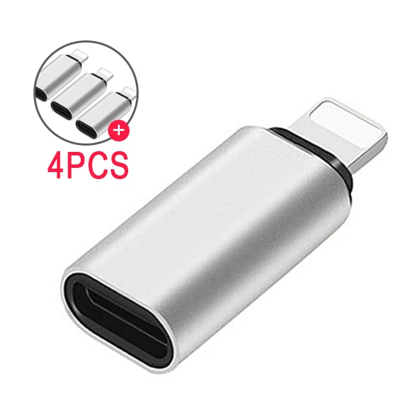 4pc ACCEZZ Мини USB адаптер типа OTG-C женский для освещения Мужской Для Apple адаптер для iphone X XS XR 8 7 Plus синхронизация зарядное устройство конвертер - Цвет: 4pc