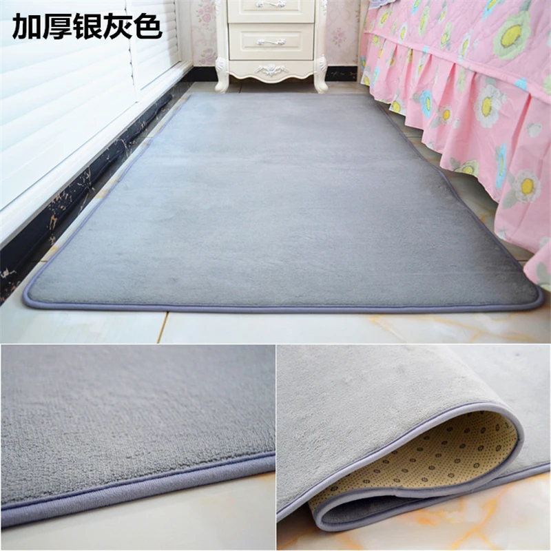 

Gray Solid Color Bedroom Rugs Living room Area Rug Memory Foam Bathroom Bath Mat Soft Flannel Non-slip Kidchen Carpet Doormat
