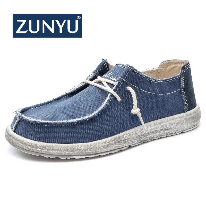 ZUNYU/ г. Новая летняя парусиновая Мужская обувь дышащая повседневная обувь для вождения легкая в носке мужская обувь на плоской подошве мягкие лоферы, большой размер 39-48