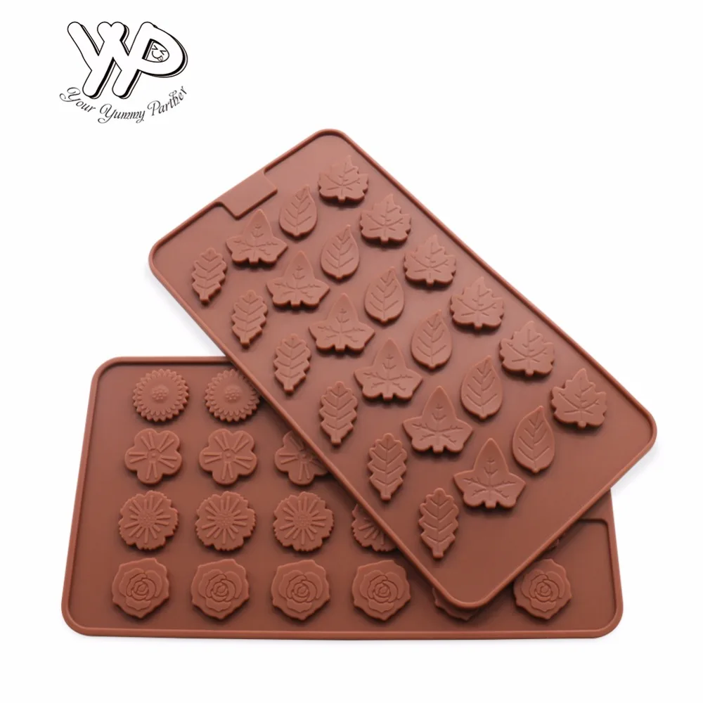 Yyp 24 полости кленовые листья + цветок формы силиконовые конфет для домашней