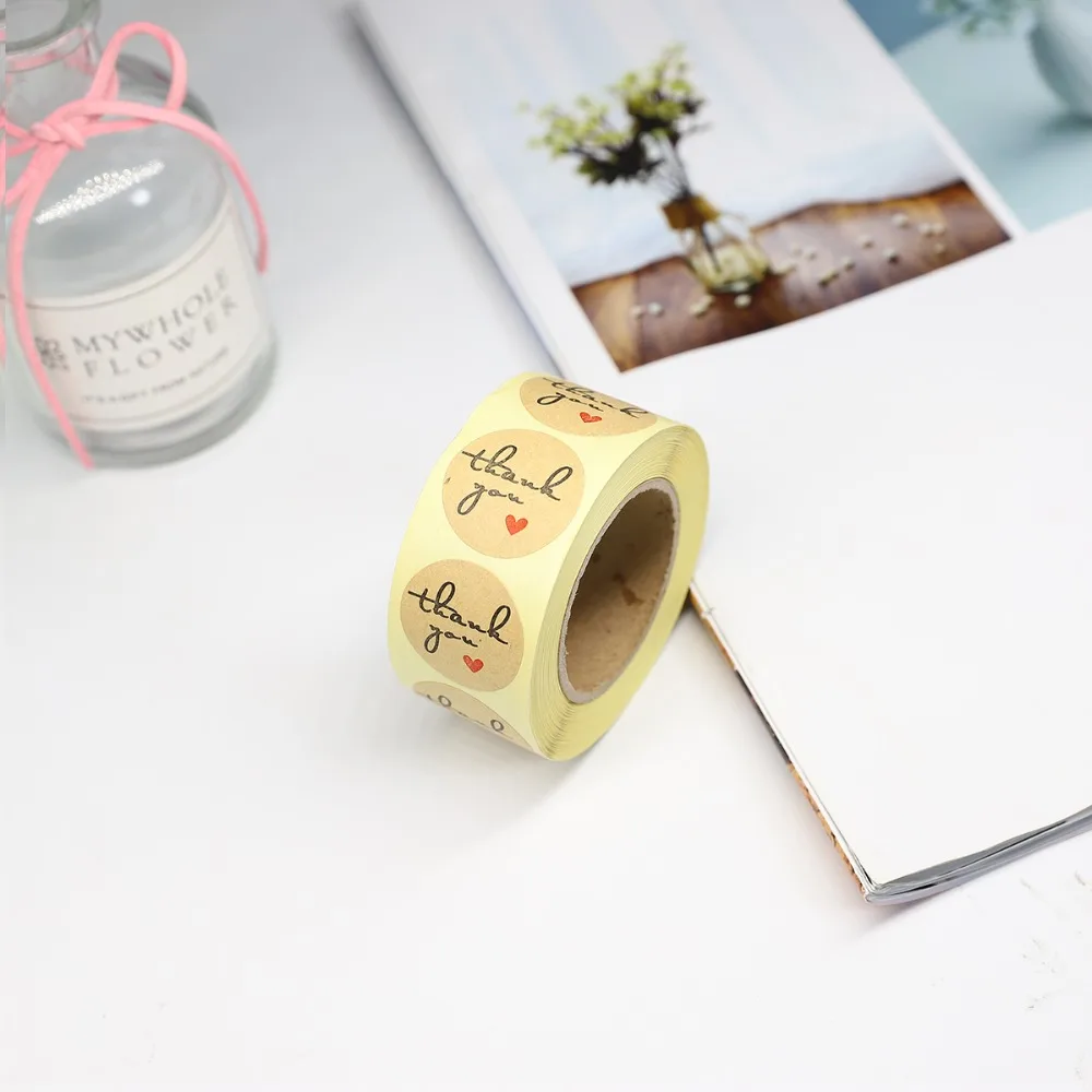 Круглые наклейки &quotthank you/handmade with love&quot s этикетки для печати 500 скрапбукинга