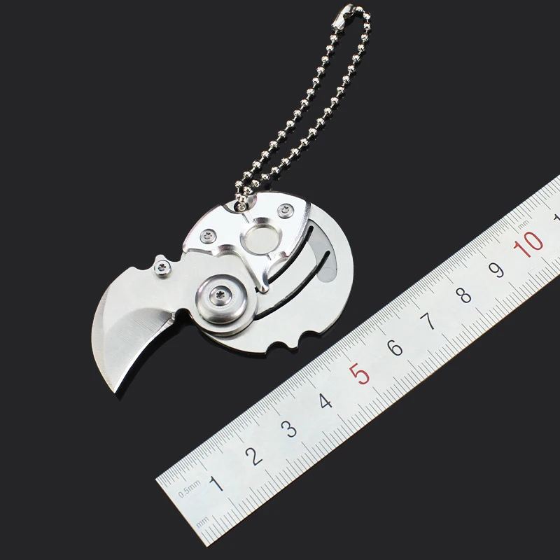 Silver Iqiuhike Портативный Мини Складной нож Ножи Открытый EDC инструмент небольшой карман монету Ножи S брелок Мультитул цепи выживания ручной инструмент - Цвет: Silver