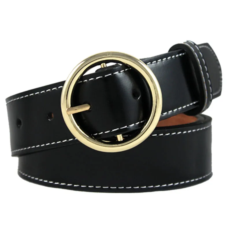 Женский ремень с круглой пряжкой металлической | Аксессуары для одежды