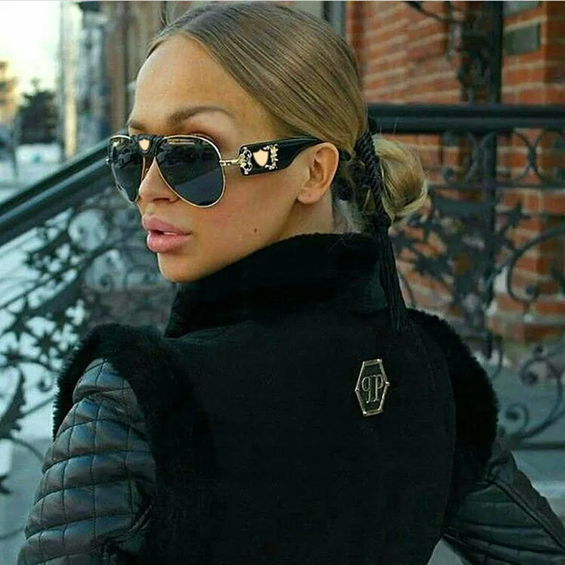 Женские солнцезащитные очки с металлической кожаной оправой UV400 HD Shades для
