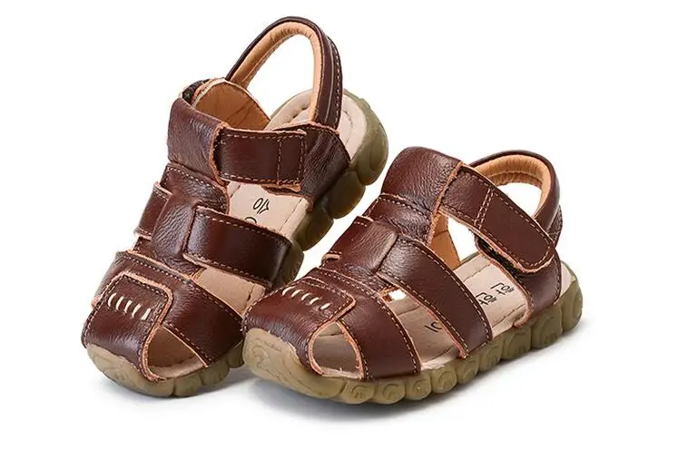 Детские кожаные сандалии для мальчиков Новинка 2017 года сезон лето корейская