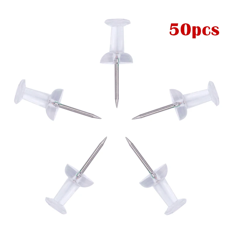 White LMDZ 50 шт., прозрачные штифты, штифты для рисования, заметки, пробковые штифты, штифты с большой головкой, штифты с коробкой, цветные офисные штифты - Цвет: White