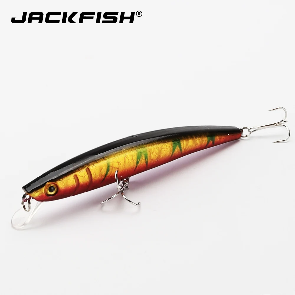 JACKFISH гольян красочная рыболовная приманка 10 шт./лот 12 см/10 г 3D с глазами полосатые