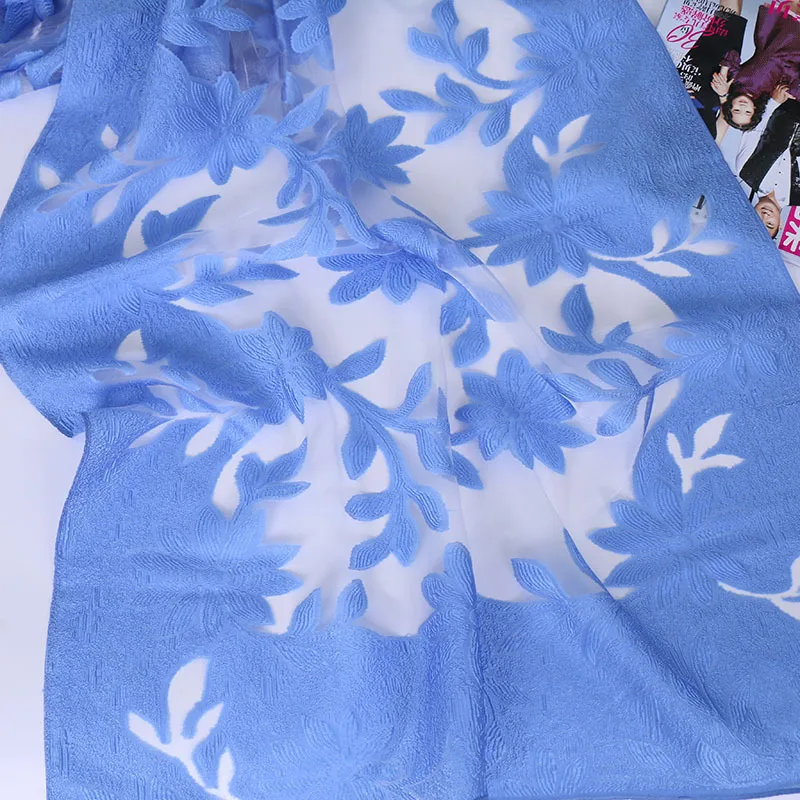 

Autumn Winter Warm Scarves Pashmina Women 2018 Luxury Organza Semi-transparent Jacquard Design Silk Shawl Wraps foulards femme