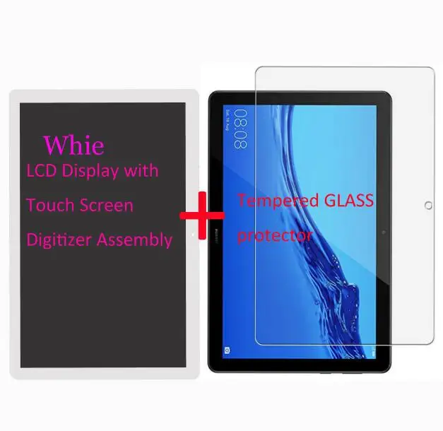 White LCD Glass Film 10," для huawei MediaPad T5 10 AGS2-L09 AGS2-W09 AGS2-L03 AGS2-W19 ЖК-дисплей Дисплей с кодирующий преобразователь сенсорного экрана в сборе Стекло пленка - Цвет: White LCD Glass Film