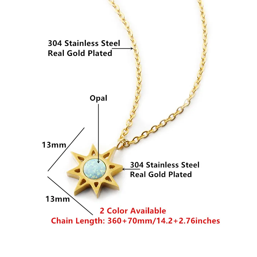 Ожерелье North Star с голубым опалом женское колье из нержавеющей стали 2017 хороший