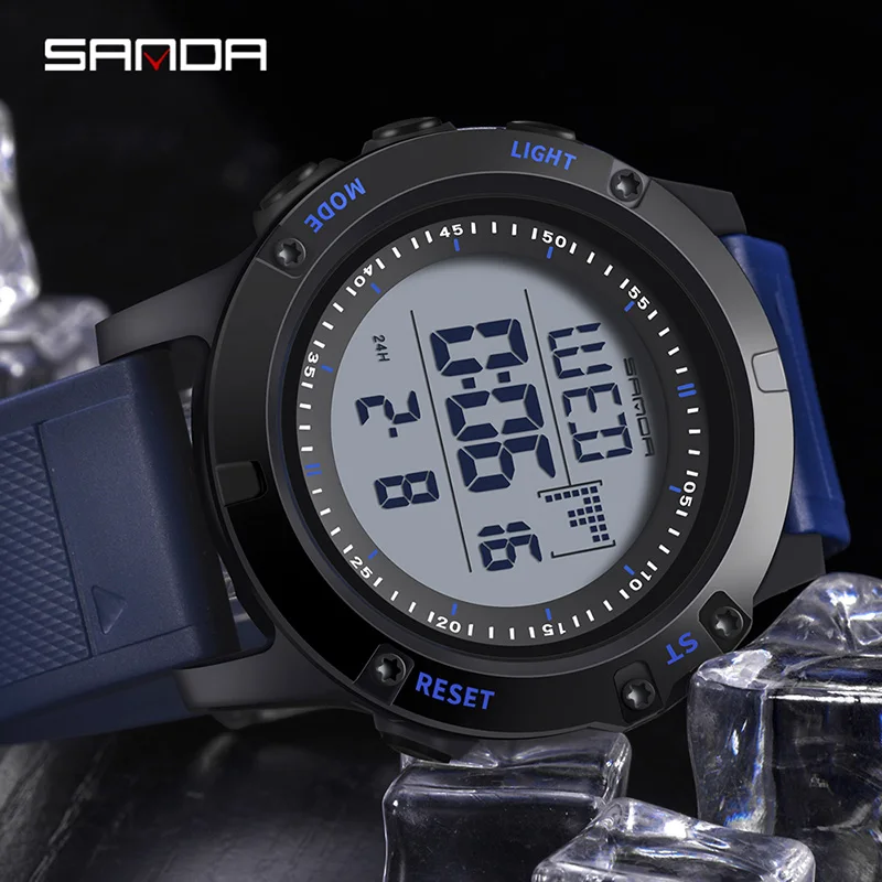 SANDA мужские часы светодиодные цифровые будильник электронные секундомер с