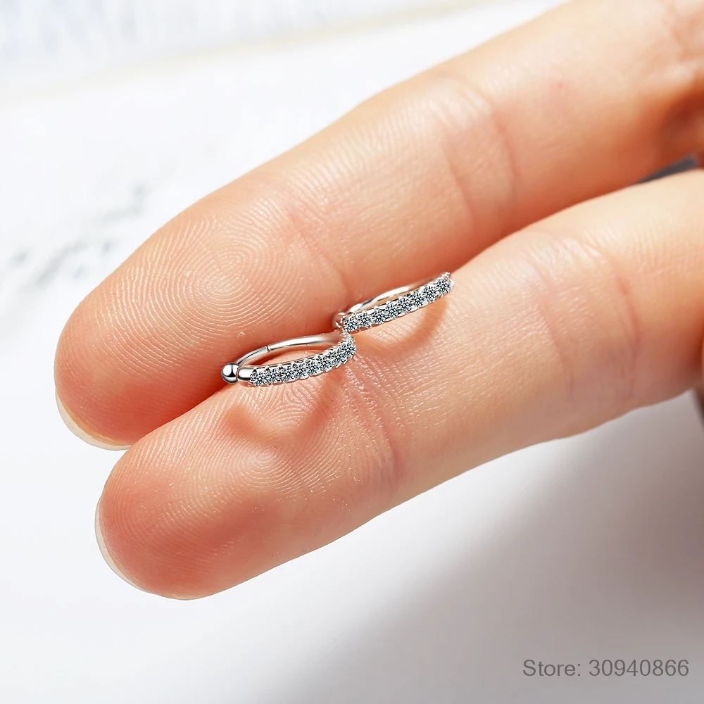 Серьги-каффы, 925 пробы, нежные, прозрачные, CZ серьги, маленькие, маленькие, для девочек, серьги-каффы, микро-серьги, циркониевый круг