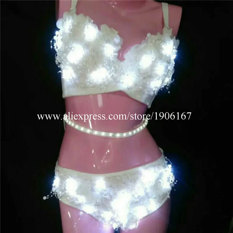 New Design Led Sexy Girl Women Bra Shorts Dress Clothes Show Stage Performance Bikini Dance Suit | Дом и сад