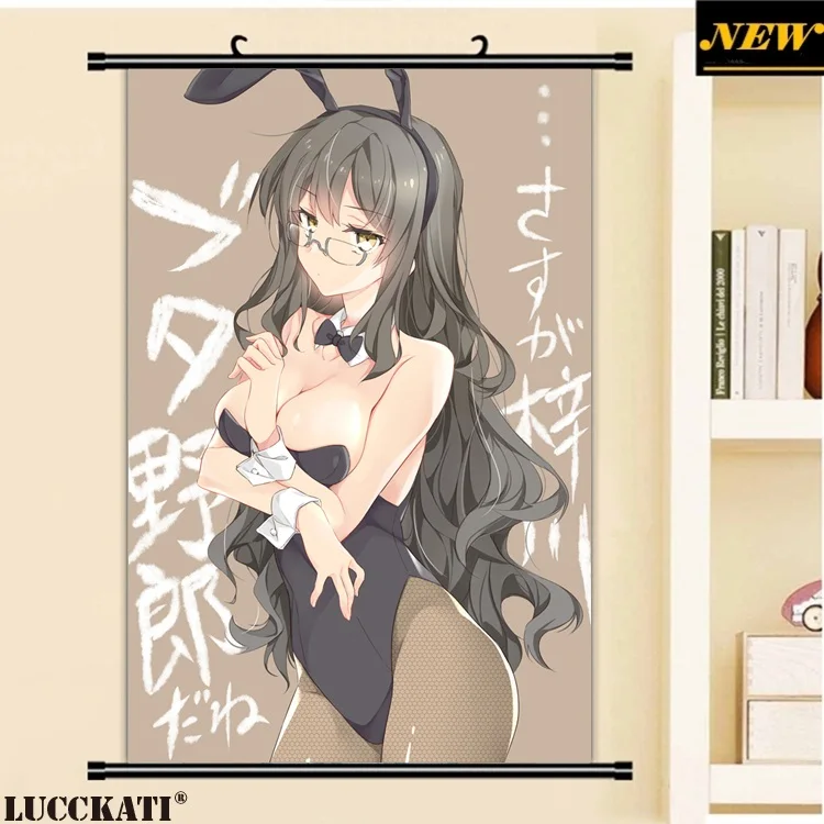 40X60 см, серия Seishun Buta Yarou, животные, заячьи уши, каплей лоли, мультфильм, аниме, Настенная картина, плакат, прокрутка, Картина на холсте