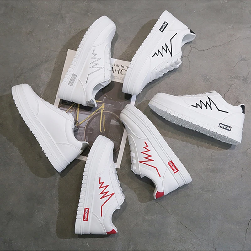 2019 Women Vulcanized Shoes White Sneakers Casual Autumn Women's Flats Fashion Ladies | Обувь