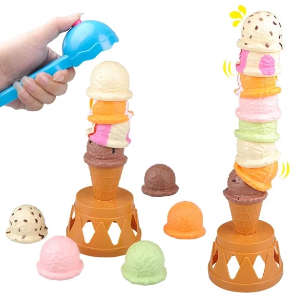 Funny Icecream stacking game piles up pretend play house cooking miniature food toy for girls balancing gift Children Y202 | Игрушки и