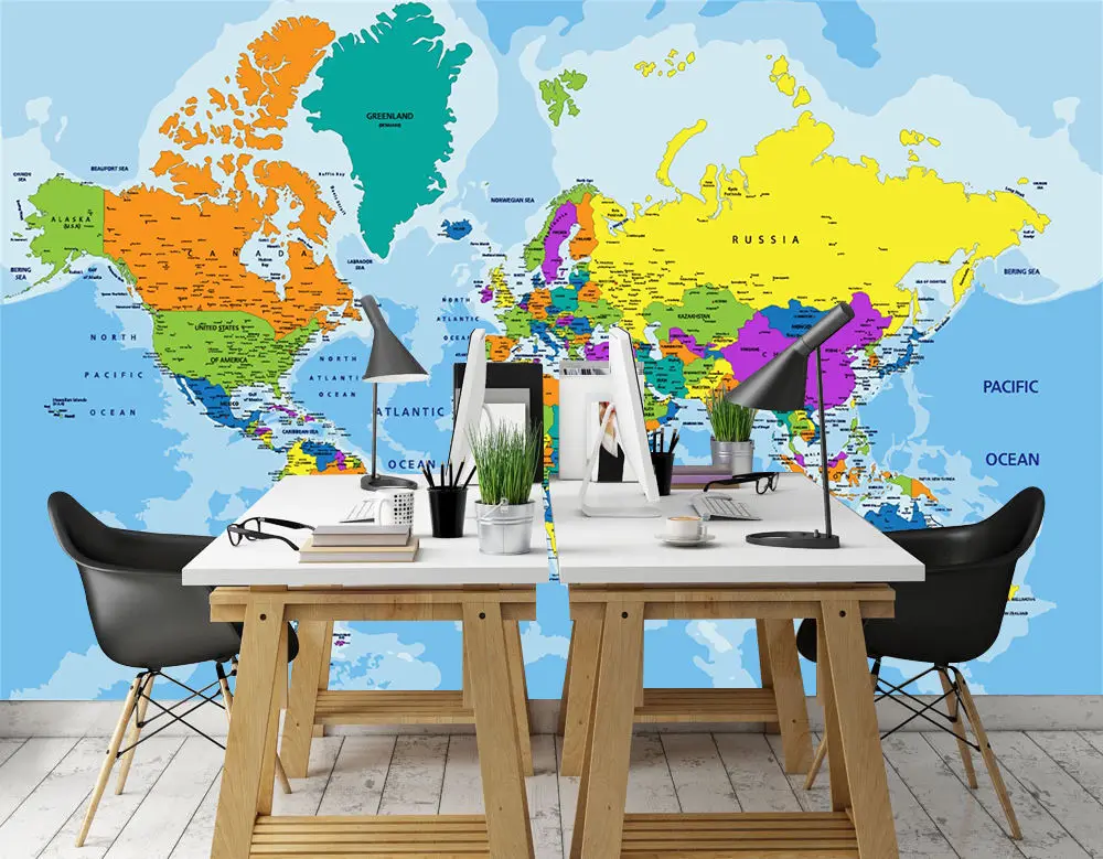 

[Self-Adhesive] 3D World Map Territory 156 Wall Paper mural Wall Print Decal Wall Murals