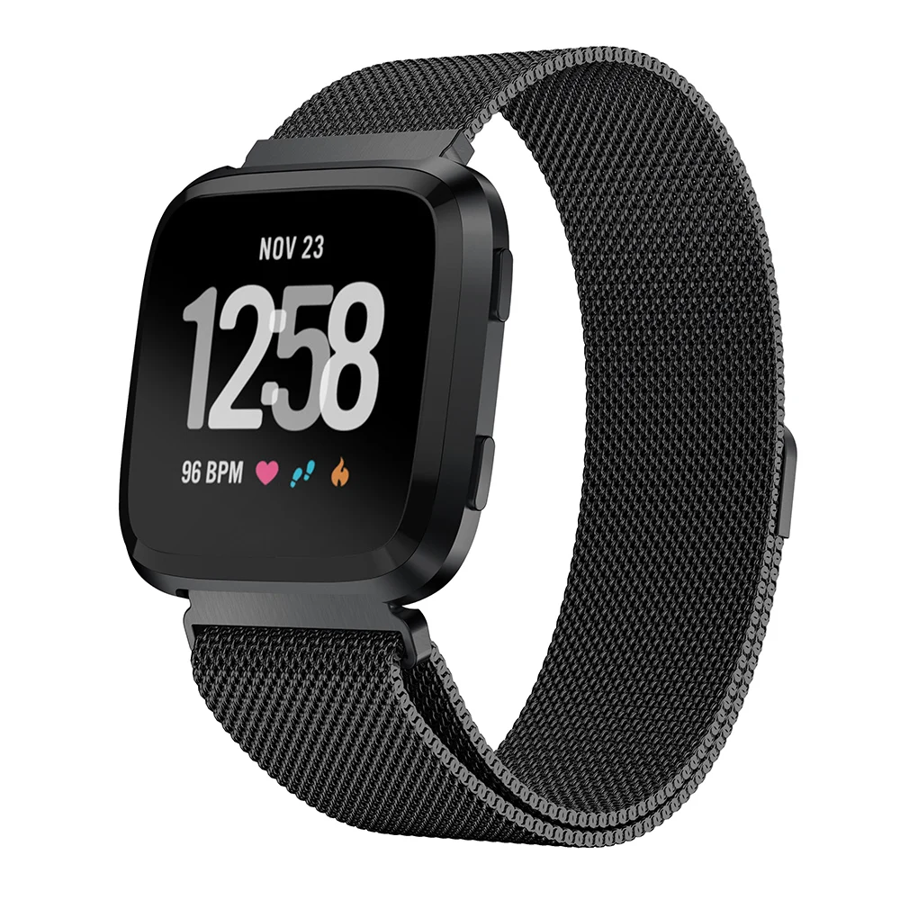 LSize Миланская петля для Fitbit Versa Lite ремешок из нержавеющей стали ссылка Фитнес браслет наручные часы Сплит магнитная пряжка