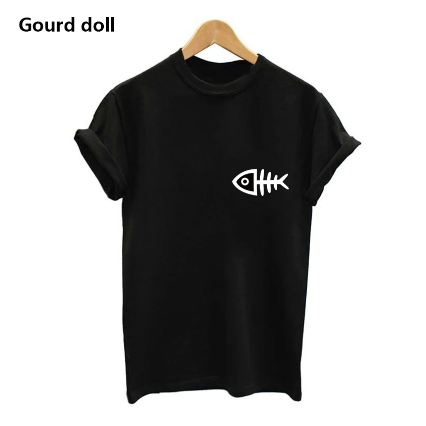 Женская футболка с принтом рыбы летняя повседневная коротким рукавом и круглым