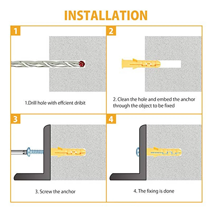 Пластиковые самосверлильные ребристые анкеры из гипсокартона в ассортименте с
