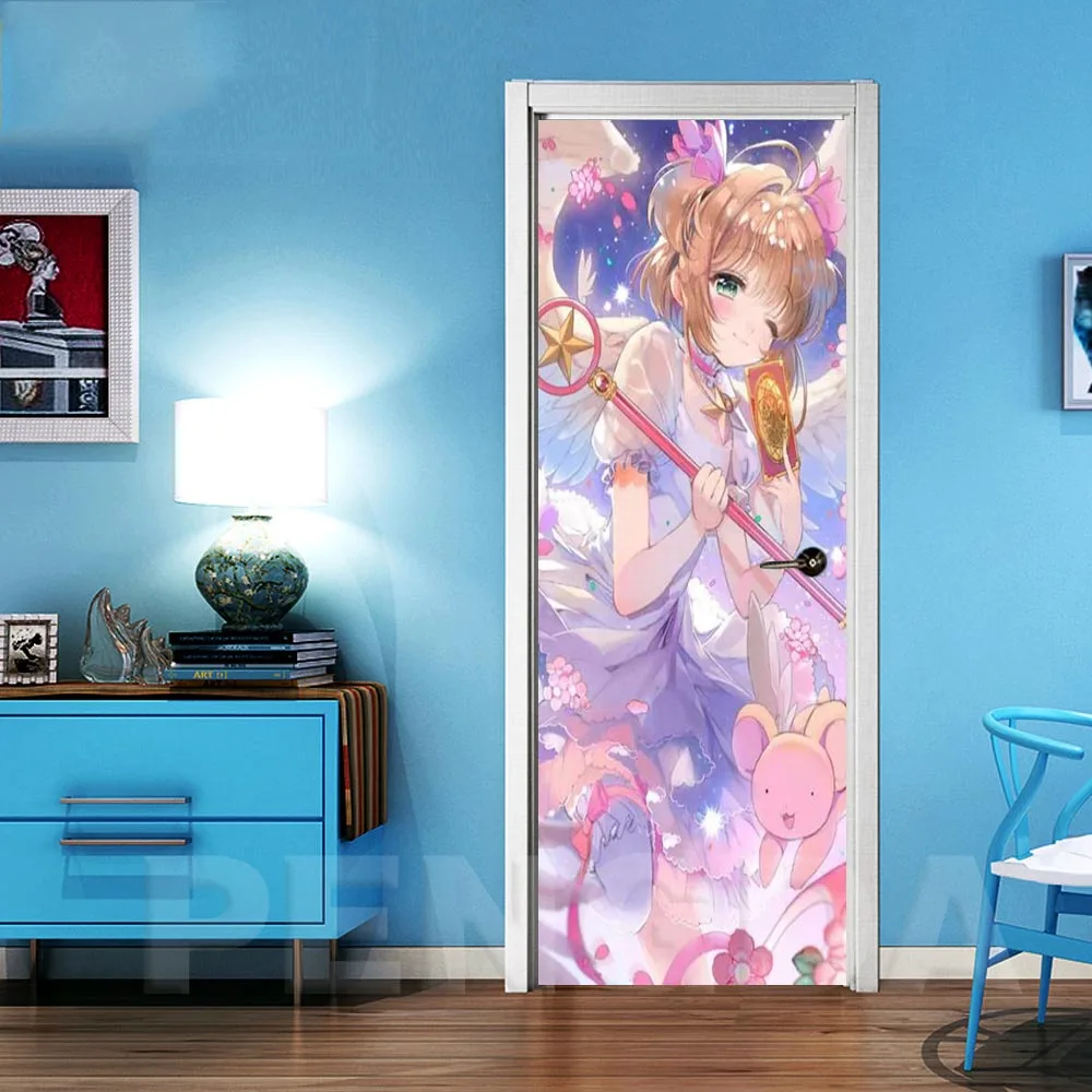 Домашний декор Cardcaptor Sakura дверные наклейки ПВХ плакат Самоклеящиеся 3D холст