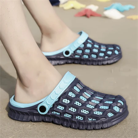 831 Dark blue Повседневные мужские сандалии; нескользящая пластиковая пляжная обувь; открытые шлепанцы; летняя Мужская Уличная обувь; 02A - Цвет: 831 Dark blue