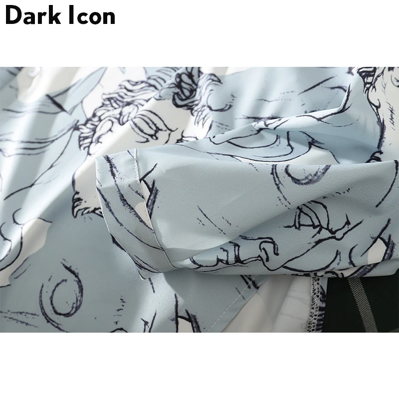 Мужская Уличная рубашка с принтом Dark Icon свободная длинным рукавом уличная одежда