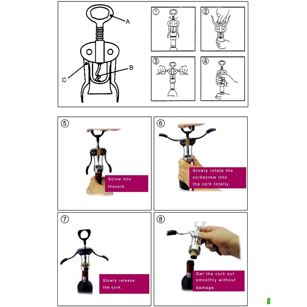 Роскошные Нержавеющей Стали Красное Вино Бутылки Пива Открывалка Штопор Крыло |