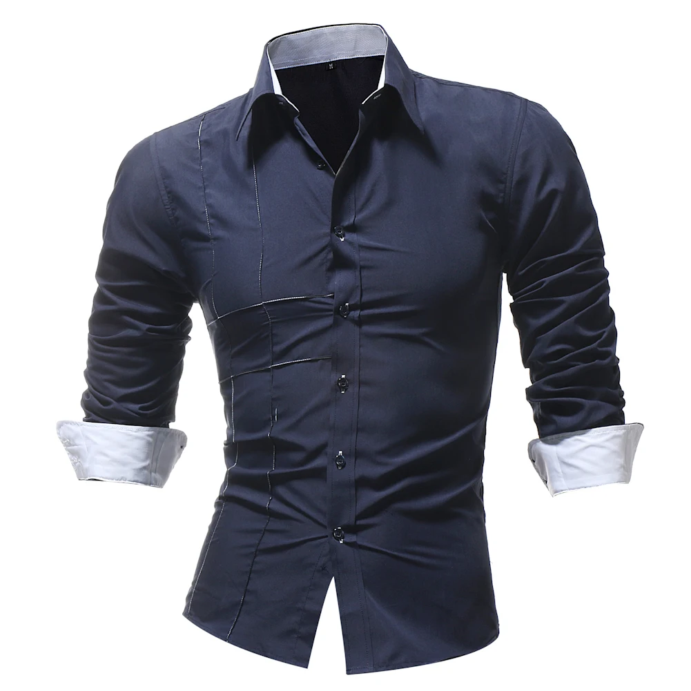 HEYKESON Brand 2018 High-Quality Fashion Male Shirt Long-Sleeves Tops Solid Color Mens Dress Shirts Slim Men M-4XL | Мужская одежда