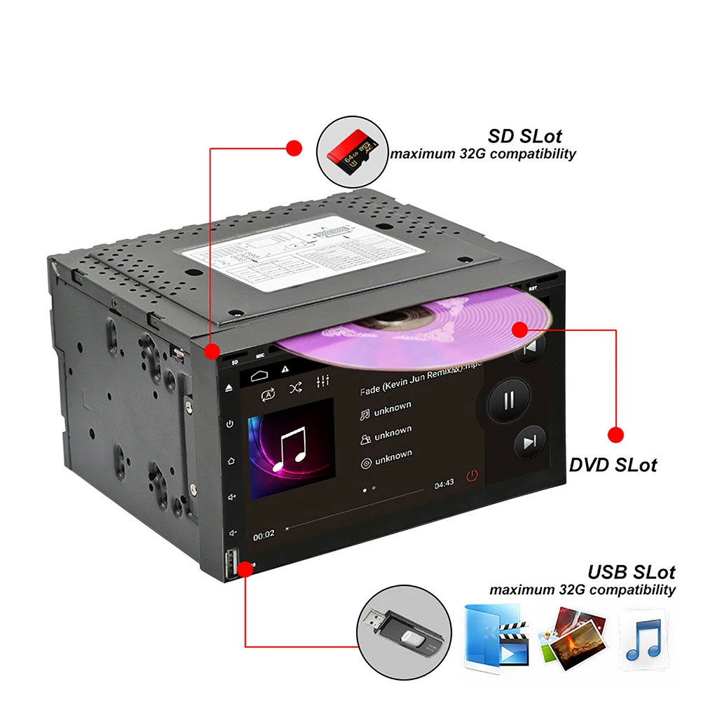 NEW Universal Car dvd stereo 2Din Android GPS+wifi+bluetooth+FM+AM+RDS radio+Octa Core+1G+16G+Mirror Link+SWC+Touch screen+ddr3 |