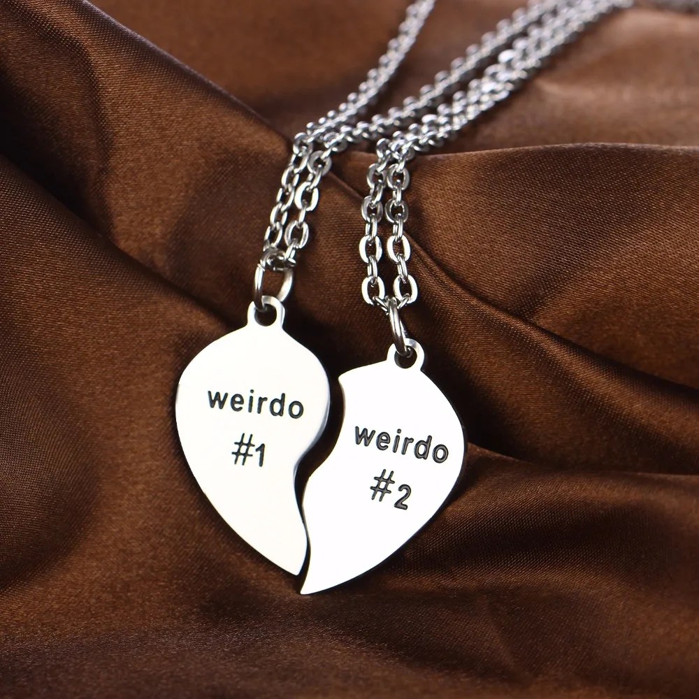 2 шт. Borken Сердце Подвески Weirdo ожерелье s из нержавеющей стали для женщин и мужчин ожерелье Подарки для лучшего друга дружбы ювелирные изделия