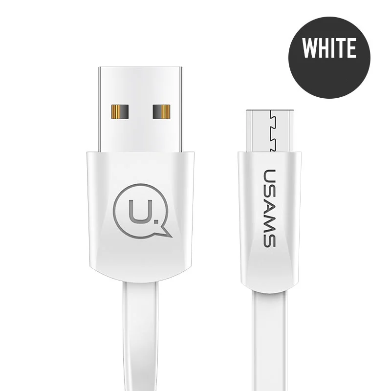 White USAMS 2A кабель Micro USB для быстрой зарядки, синхронизации данных Кабель microusb для samsung Xiaomi huawei Android мобильный телефонный кабель micro USB шнур - Цвет: White