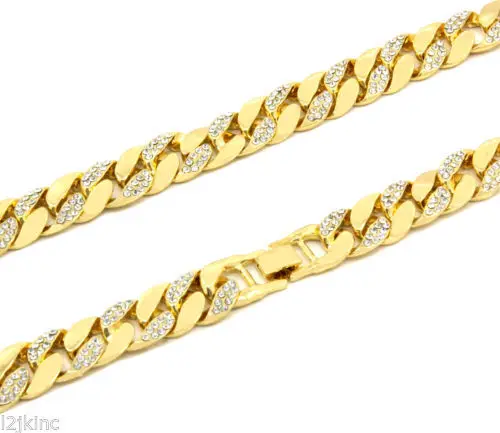 Серебряный цвет золотой тон 15 мм 30 &quotIced Out хип хоп Cz ожерелье цепочкой &amp 8 5&quot