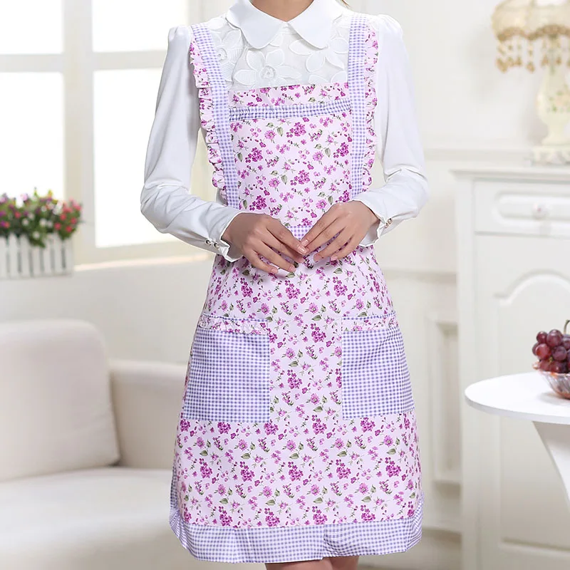 style8 Женский винтажный гофрированный кружевной двойной тканевый кухонный фартук в горошек, фартук для шеф-повара, платья для официанток, домашний сарафан в стиле ретро, Uniform25 - Цвет: style8