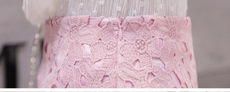 Elegant Lace Pencil Skirts Hollow Out Pink White Black Bandage Short Skirt For Women Spring Summer Work Wear High Waist Skirts