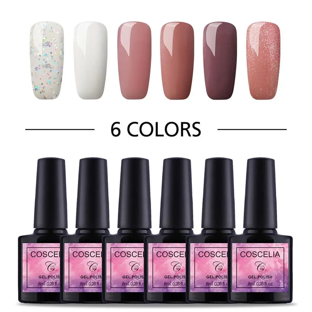 Gel Polish Kit 2 COSCELIA 6/10 шт набор гель-лаков для ногтей для наращивания ногтей набор для нейл-арта Гель-лак для УФ-лампы лак дизайн акриловый маникюрный набор для ногтей - Цвет: Gel Polish Kit 2