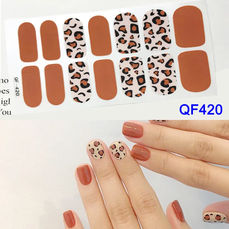 7 Pair Leopard Solid Color Nail Stickers Waterproof Durable Stickers Decals Set Nail Stickers SK88