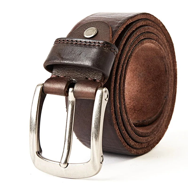 Brown Мужской ремень MEDYLA, ремень из воловьей кожи, Пряжка из сплава, коричневый Повседневный ремень для джинсов 130 см 140 см 150 см - Цвет: Brown