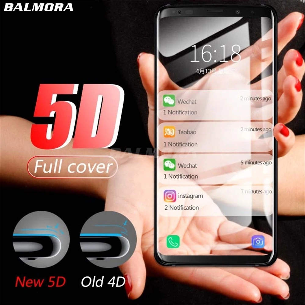 BALMORA 5D Curved Tempered Glass For Samsung Galaxy S7edge S8 S9 Plus Screen Protector Film Note 8 9 A8 A8Plus | Мобильные телефоны