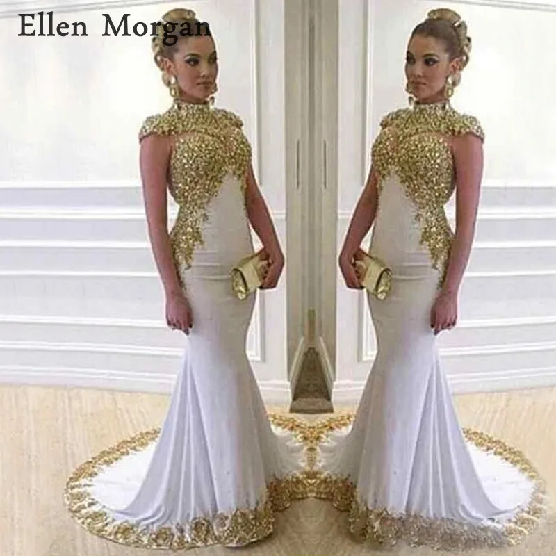 Женское вечернее платье с юбкой-годе белое кружевное блестящее высоким