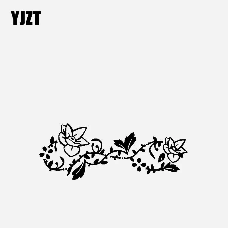 

YJZT 17.9CM*6.8CM Car Sticker Vinyl Decal Flower Design And Decoration Black/Silver C23-0596