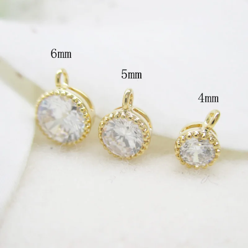 5 шт. круглые подвески с фианитами 4 6 мм|charm charm|cz charmcharm 10pcs |