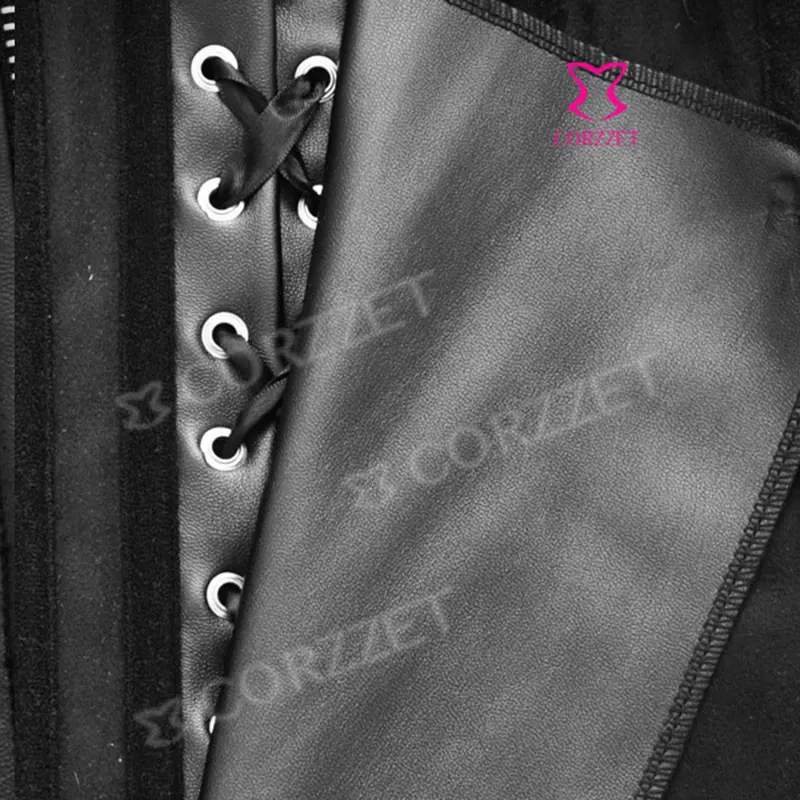 Черный корсет в стиле стимпанк под грудью кожаное бюстье сексуальное нижнее