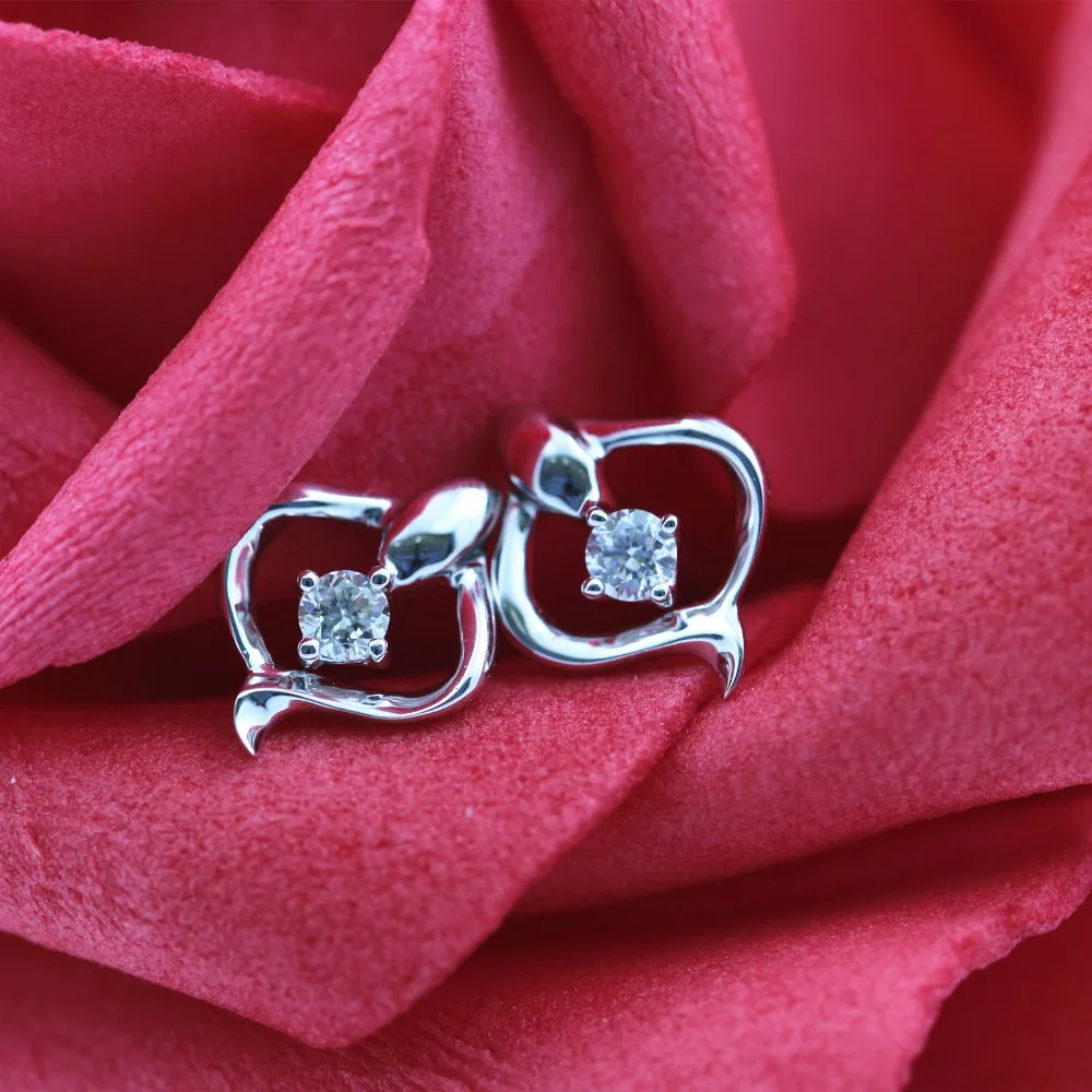 LASAMERO 0.078CT круглые серьги с натуральным бриллиантом 18 K белое золото бриллианты
