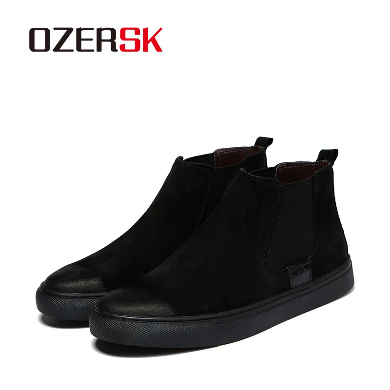 OZERSK/; Лидер продаж; сезон весна-осень; модные мужские ботинки черного цвета; повседневная обувь; Удобная нескользящая обувь на плоской подошве; размеры 38-44
