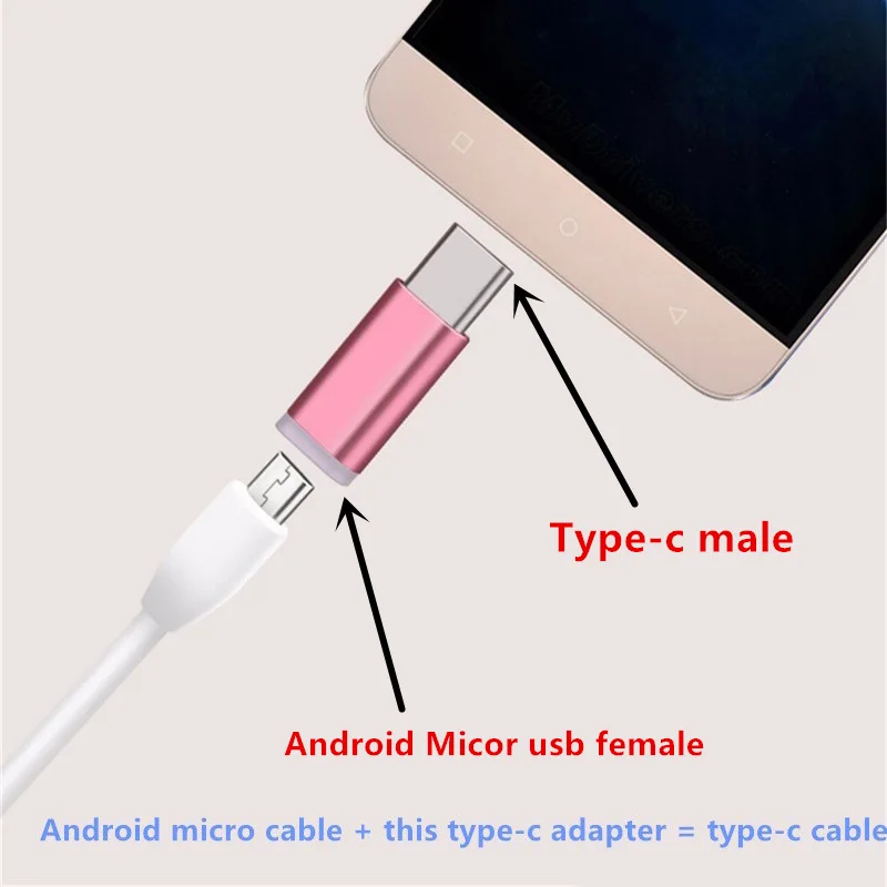 Цветной Micro USB Женский к Type-c Мужской кабель адаптер зарядное устройство конвертер